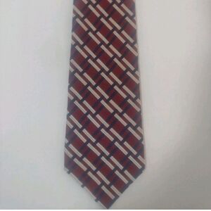 Nordstrom 56" X 4" Red Navy White Diagonal Strpes 100% Silk Italy